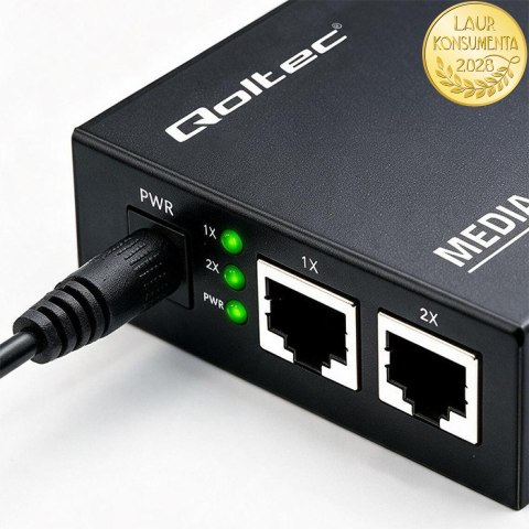 Qoltec Dwukierunkowy Media Konwerter SWITCH Ethernet 2x RJ45 2x SFP| 1000Mb/s | 5V