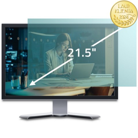 Qoltec Filtr światła niebieskiego 21.5" | 16:9 | Ochrona wzroku | Anti Glare | Matowy | na monitor