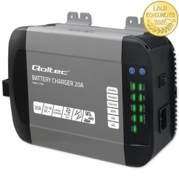 Qoltec Inteligentna ładowarka Monolith do akumulatorów LiFePO4 AGM GEL SLA | 20A | 12V