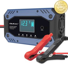 Qoltec Inteligentna ładowarka do akumulatora STD AGM GEL LiFePO4 | Prostownik z funkcją naprawy |12-24V |10A | LCD | 9 - stopnio