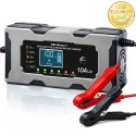 Qoltec Inteligentna mikroprocesorowa ładowarka 12V 10A | Prostownik z funkcją naprawy do akumulatora AGM GEL LiFePO4 | LCD