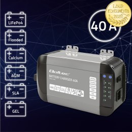 Qoltec Inteligentna profesjonalna ładowarka Monolith do akumulatorów LiFePO4 AGM GEL SLA | 40A | 12V