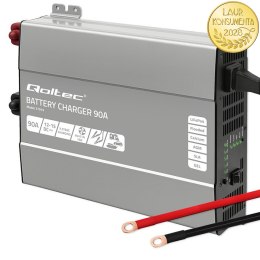 Qoltec Inteligentna profesjonalna ładowarka Monolith do akumulatorów LiFePO4 AGM GEL SLA | 90A | 12V | Szybkie ładowanie