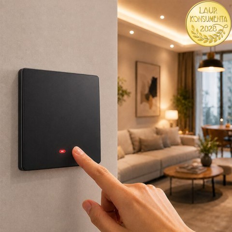Qoltec Inteligentny 1-kanałowy włącznik wyłącznik światła | Wi-Fi | Timer | Tuya | Smart life | Czarny