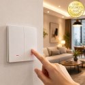 Qoltec Inteligentny 2-kanałowy włącznik wyłacznik światła | Wi-Fi |Timer| Tuya | Smart life | Biały