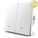 Qoltec Inteligentny 2-kanałowy włącznik wyłacznik światła | Wi-Fi |Timer| Tuya | Smart life | Biały