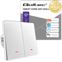 Qoltec Inteligentny 2-kanałowy włącznik wyłacznik światła | Wi-Fi |Timer| Tuya | Smart life | Biały