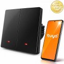 Qoltec Inteligentny 2-kanałowy włącznik wyłącznik światła | Wi-Fi | Timer | Tuya | Smart life | Czarny