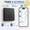 Qoltec Inteligentny 2-kanałowy włącznik wyłącznik światła | Wi-Fi | Timer | Tuya | Smart life | Czarny