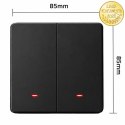 Qoltec Inteligentny 2-kanałowy włącznik wyłącznik światła | Wi-Fi | Timer | Tuya | Smart life | Czarny