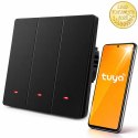 Qoltec Inteligentny 3-kanałowy włącznik wyłącznik światła | Wi-Fi | Timer | Tuya | Smart life | Czarny
