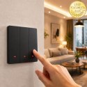 Qoltec Inteligentny 3-kanałowy włącznik wyłącznik światła | Wi-Fi | Timer | Tuya | Smart life | Czarny