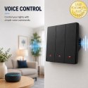 Qoltec Inteligentny 3-kanałowy włącznik wyłącznik światła | Wi-Fi | Timer | Tuya | Smart life | Czarny