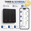 Qoltec Inteligentny 3-kanałowy włącznik wyłącznik światła | Wi-Fi | Timer | Tuya | Smart life | Czarny