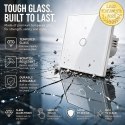 Qoltec Inteligentny dotykowy 1-kanałowy włącznik wyłącznik światła | Wi-Fi | Timer | Tuya | Smart life | Hartowane szkło | Biały