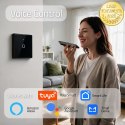 Qoltec Inteligentny dotykowy 1-kanałowy włącznik wyłącznik światła | Wi-Fi | Timer | Tuya | Smart life | Hartowane szkło | Czarn