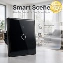 Qoltec Inteligentny dotykowy 1-kanałowy włącznik wyłącznik światła | Wi-Fi | Timer | Tuya | Smart life | Hartowane szkło | Czarn