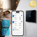 Qoltec Inteligentny dotykowy 1-kanałowy włącznik wyłącznik światła | Wi-Fi | Timer | Tuya | Smart life | Hartowane szkło | Czarn