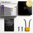 Qoltec Inteligentny dotykowy 1-kanałowy włącznik wyłącznik światła | Wi-Fi | Timer | Tuya | Smart life | Hartowane szkło | Czarn