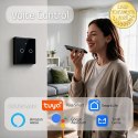 Qoltec Inteligentny dotykowy 2-kanałowy włącznik wyłącznik światła | Wi-Fi | Timer | Tuya | Smart life | Hartowane szkło | Czarn