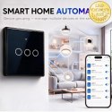 Qoltec Inteligentny dotykowy 3-kanałowy włącznik wyłącznik światła | Wi-Fi | Timer | Tuya | Smart life | Hartowane szkło | Czar