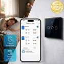 Qoltec Inteligentny dotykowy 3-kanałowy włącznik wyłącznik światła | Wi-Fi | Timer | Tuya | Smart life | Hartowane szkło | Czar