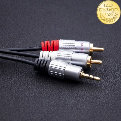 Qoltec Kabel 2x RCA / Mini Jack 3.5mm męski | 2m | Czarny