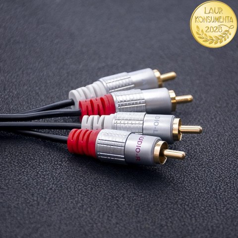 Qoltec Kabel 2x RCA męski / 2x RCA męski | 2m | Czarny