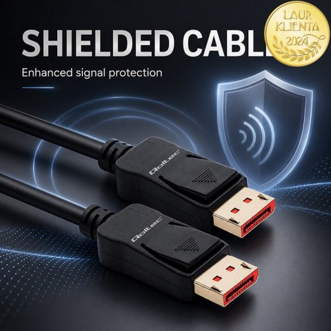 Qoltec Kabel DisplayPort v2.1 męski | DisplayPort v2.1 męski | 8K | 40G | 0.5m