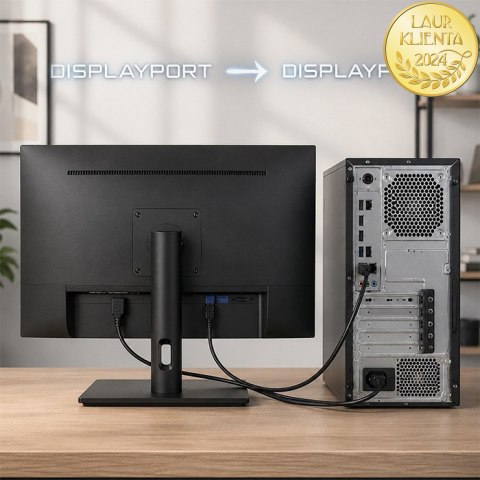 Qoltec Kabel DisplayPort v2.1 męski | DisplayPort v2.1 męski | 8K | 40G | 1.5m