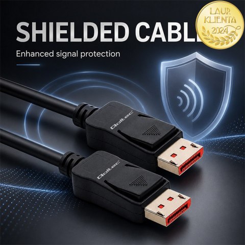 Qoltec Kabel DisplayPort v2.1 męski | DisplayPort v2.1 męski | 8K | 40G | 1.5m