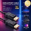Qoltec Kabel DisplayPort v2.1 męski | DisplayPort v2.1 męski | 8K | 40G | 2m