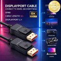 Qoltec Kabel DisplayPort v2.1 męski | DisplayPort v2.1 męski | 8K | 54G | 3m