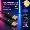 Qoltec Kabel DisplayPort v2.1 męski | DisplayPort v2.1 męski | 8K | 80G | 0.5m