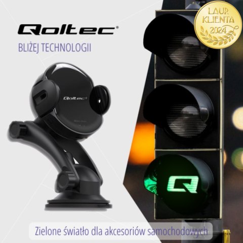 Qoltec Qoltec Ineligentny uchwyt samochodowy z funkcją iR i ładowaniem indukcyjnym Qi 15W | QC 3.0 |USB-C