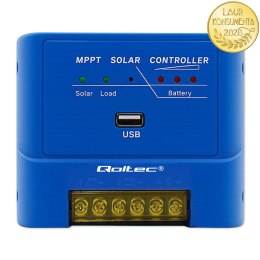 Qoltec Solarny regulator ładowania MPPT 15A do zasilania odbiorników DC i ładowania akumulatorów 12V / 24V | LiFePO4