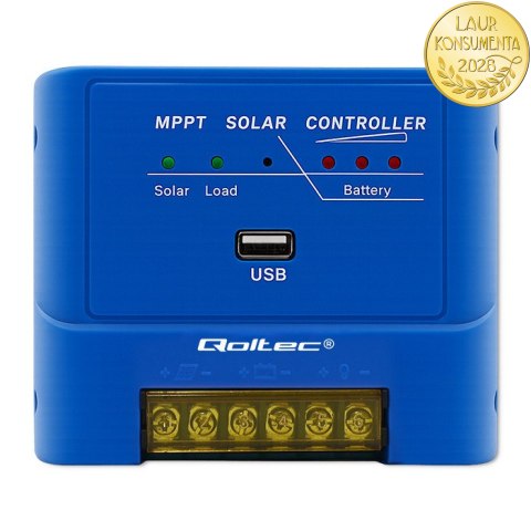 Qoltec Solarny regulator ładowania MPPT 15A do zasilania odbiorników DC i ładowania akumulatorów 12V / 24V | LiFePO4