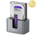 Qoltec Stacja dokująca 2w1 HDD SSD | SATA | M.2 NVMe | Klonowanie | USB-C 3.2 Gen 2 | 10Gb/s | 28TB | Aluminium