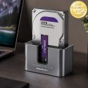 Qoltec Stacja dokująca 2w1 HDD SSD | SATA | M.2 NVMe | Klonowanie | USB-C 3.2 Gen 2 | 10Gb/s | 28TB | Aluminium
