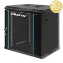 Qoltec Szafa RACK 19" | 12U | 600 x 635 x 450 | Hartowane drzwi | Wisząca | Stalowa obudowa | Zamek | Czarna