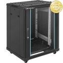 Qoltec Szafa RACK 19" | 15U | 600 x 855 x 600 | Hartowane drzwi | Stojąca | Nóżki + Kółka | Stalowa obudowa | Zamek
