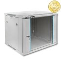 Qoltec Szafa RACK 19" | 9U | 600 x 500 x 450 | Hartowane drzwi | Wisząca | Stalowa obudowa | Zamek | Szara