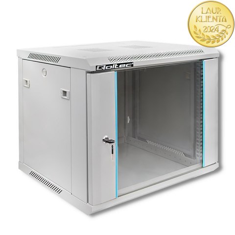 Qoltec Szafa RACK 19" | 9U | 600 x 500 x 450 | Hartowane drzwi | Wisząca | Stalowa obudowa | Zamek | Szara