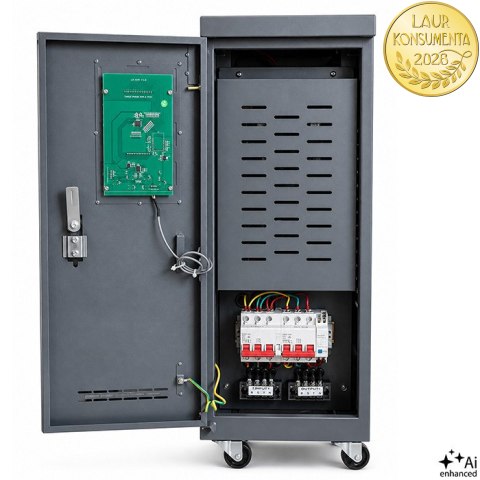 Qoltec Trójfazowy stabilizator napięcia AVR MULTIPROTECTION |10kVA | Dokładność ± 3% | Serwomotor 3F | LCD | Expert Line