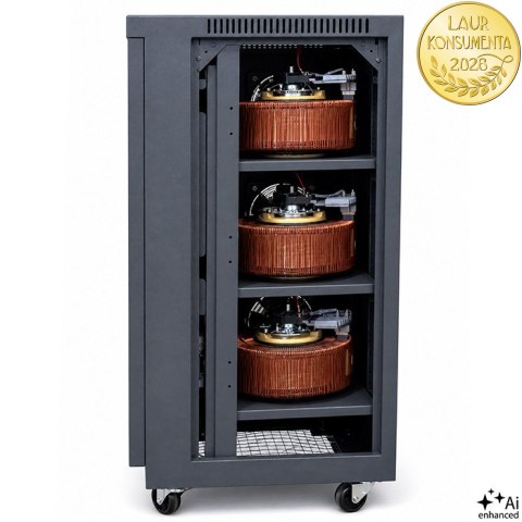 Qoltec Trójfazowy stabilizator napięcia AVR MULTIPROTECTION |10kVA | Dokładność ± 3% | Serwomotor 3F | LCD | Expert Line