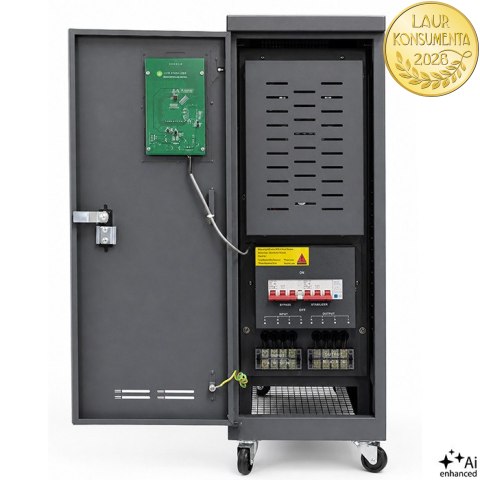 Qoltec Trójfazowy stabilizator napięcia AVR MULTIPROTECTION |15kVA | Dokładność ± 3% | Serwomotor 3F | LCD | Expert Line