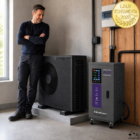 Qoltec Trójfazowy stabilizator napięcia AVR MULTIPROTECTION |15kVA | Dokładność ± 3% | Serwomotor 3F | LCD | Expert Line
