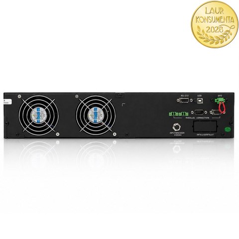 Qoltec Zasilacz awaryjny UPS Pure Sine Wave do RACK | 3kVA | 3000W | PF 1.0 | LCD | EPO | USB | On-line | Kompatybilność z LiFeP