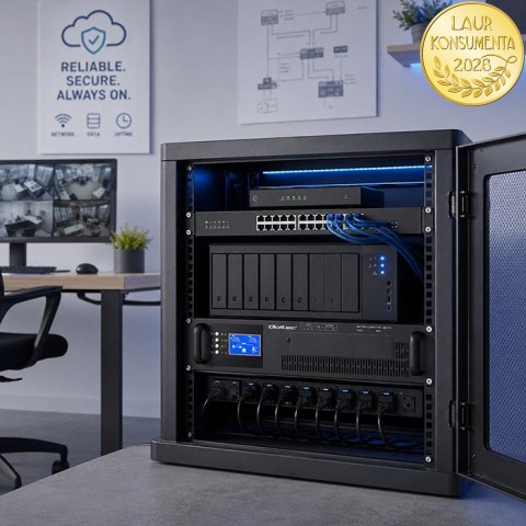 Qoltec Zasilacz awaryjny UPS Pure Sine Wave do RACK | 5kVA | 5000W | PF 1.0 | LCD | EPO | USB | On-line | Kompatybilność z LiFeP