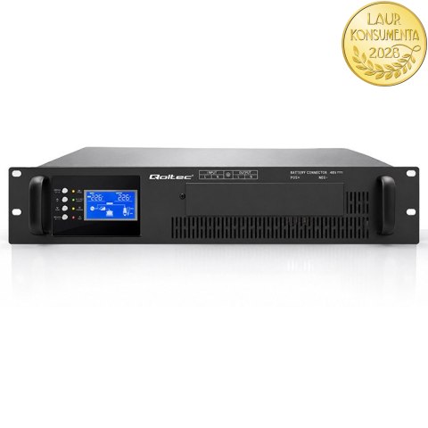 Qoltec Zasilacz awaryjny UPS Pure Sine Wave do RACK | 5kVA | 5000W | PF 1.0 | LCD | EPO | USB | On-line | Kompatybilność z LiFeP